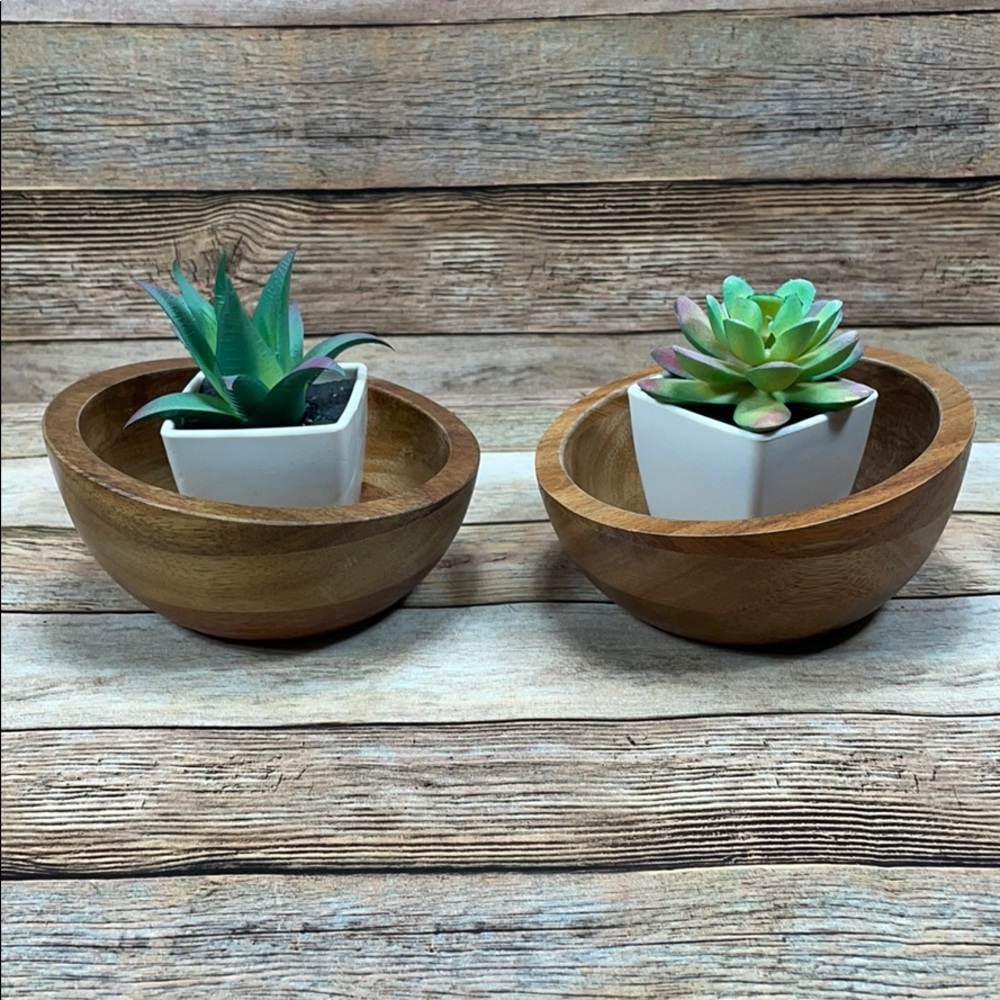 Set of Two Wood Bowls